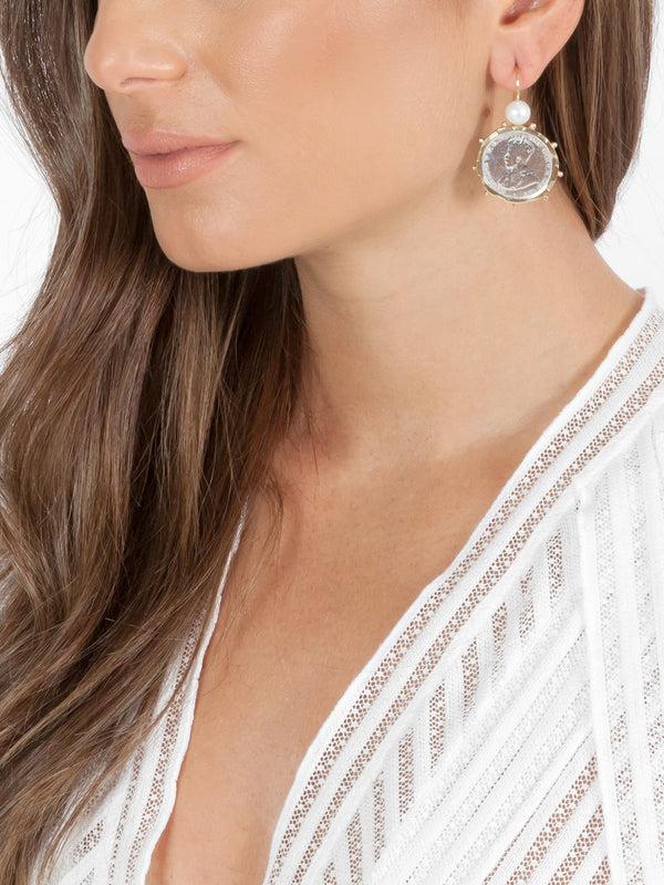 Fiorina Gold Encased Shilling Coin Earrings