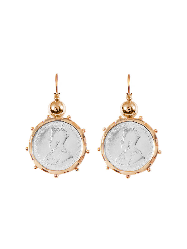 Fiorina Gold Encased Shilling Coin Earrings