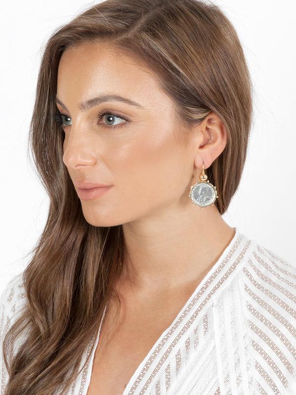 Fiorina Gold Encased Shilling Coin Earrings