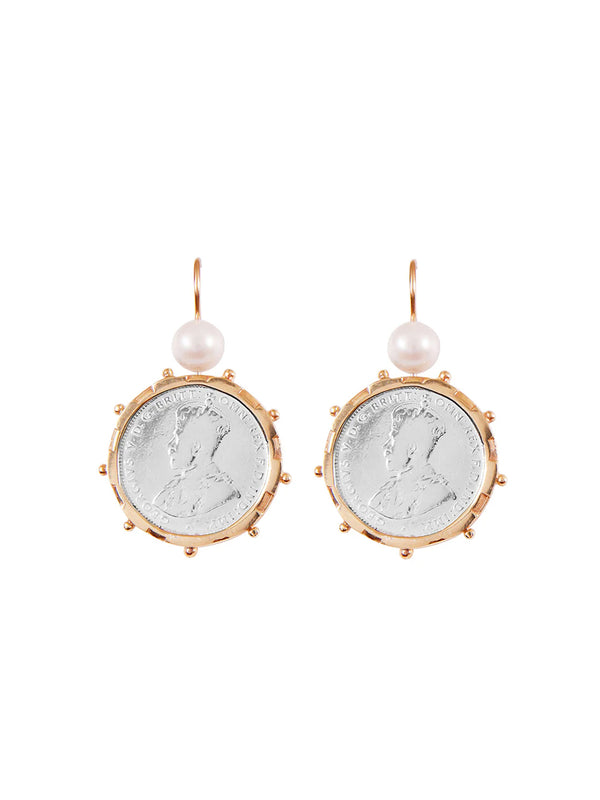 fiorina Gold Encased Shilling Coin Earrings