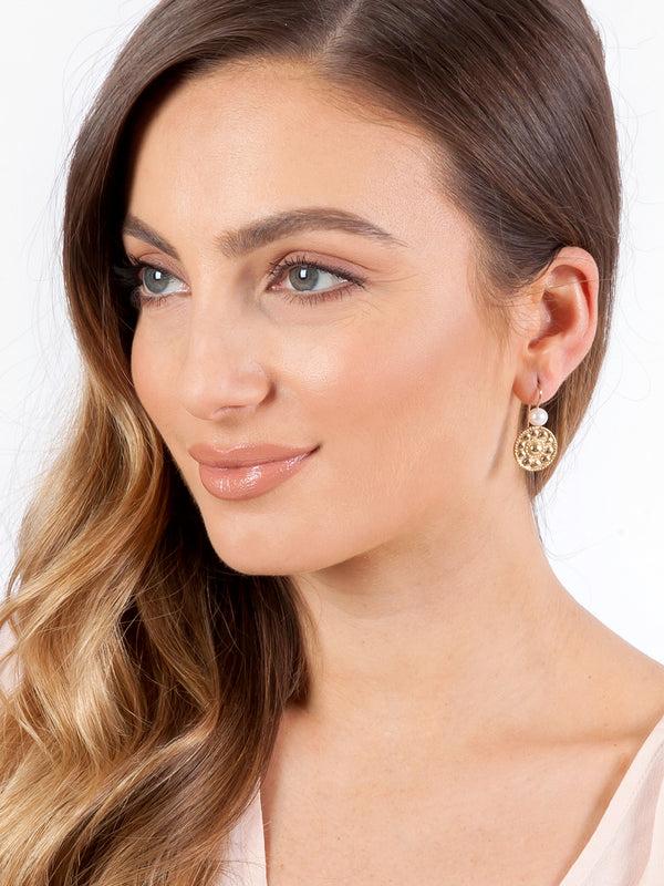 Fiorina Gold Logo Earrings