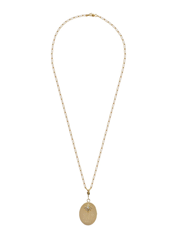Fiorina Gold Pax Oval Pendant Necklace