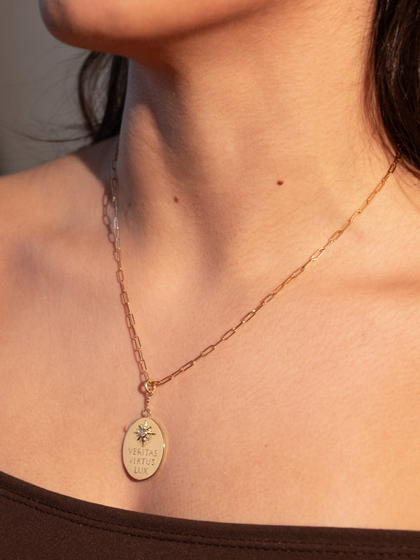 Fiorina Gold Pax Oval Pendant Necklace
