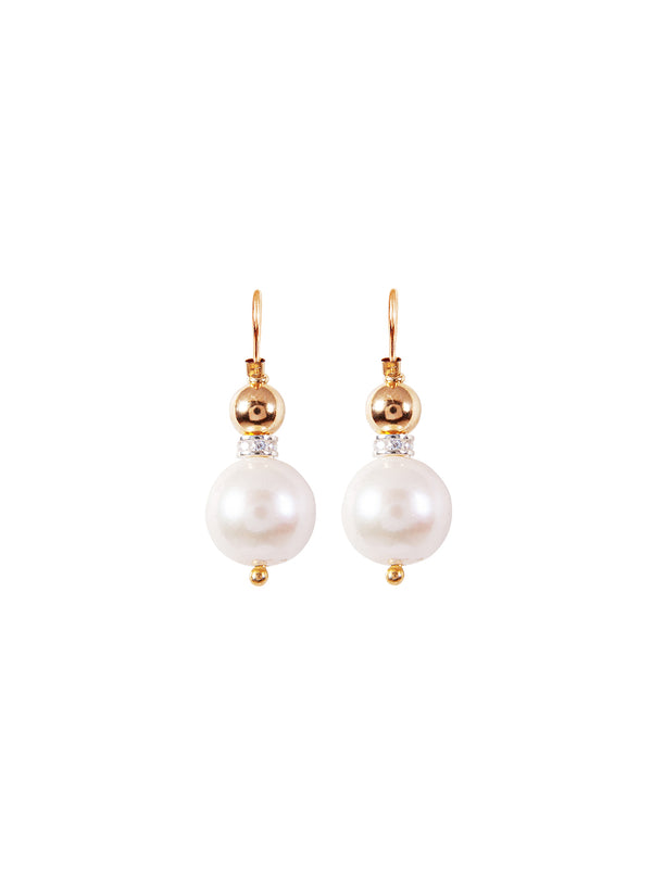 Fiorina Gold Pearl Elite Double Ball Earrings