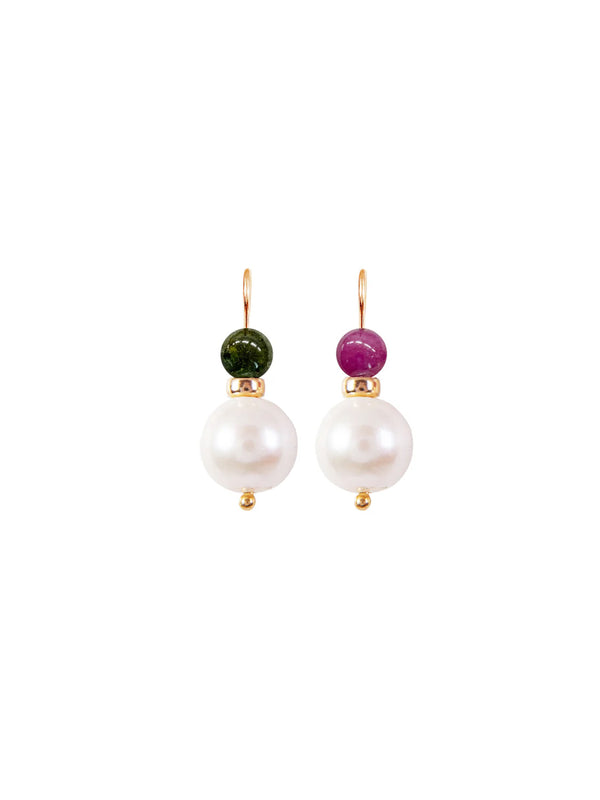 fiorina Gold Pearl Elite Double Ball Earrings