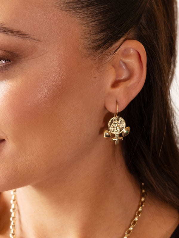 Fiorina Gold Penny Charm Earrings