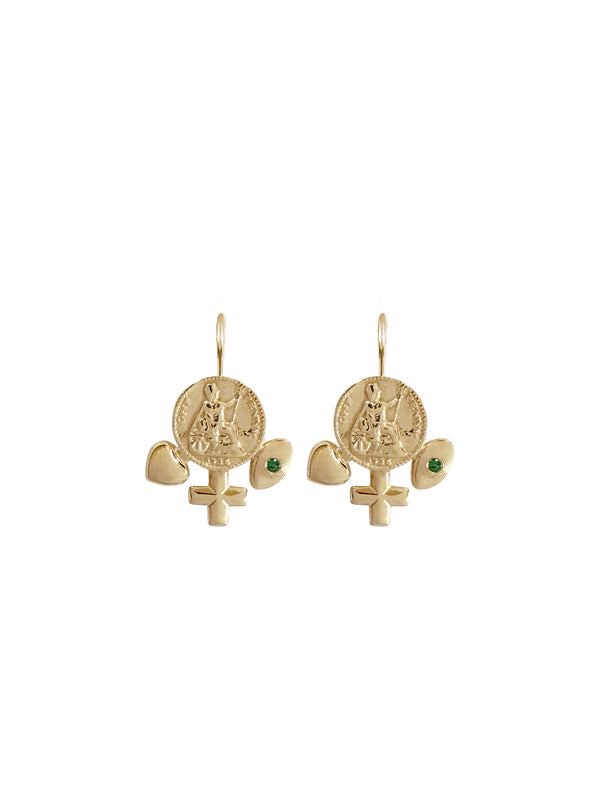 fiorina Gold Penny Charm Earrings