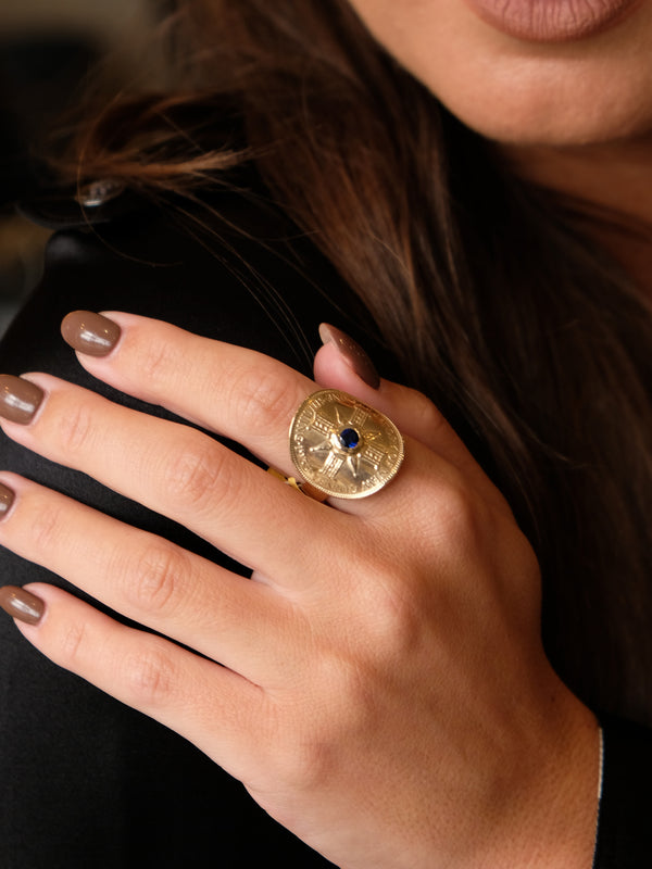 Fiorina Gold PNG Bent Coin Ring
