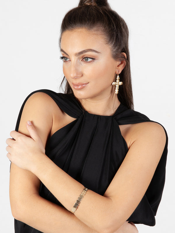 Fiorina Gold Saint Liberus Cross Earrings