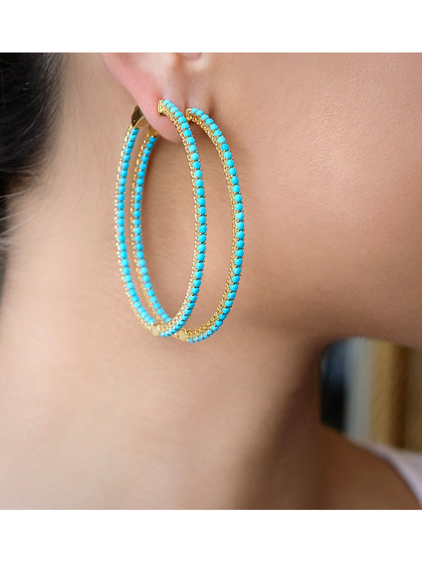 Fiorina Gold & Turquoise Hoops