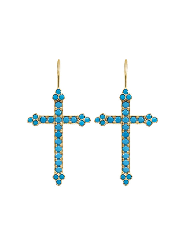 Fiorina Gold Victorian Cross Earrings