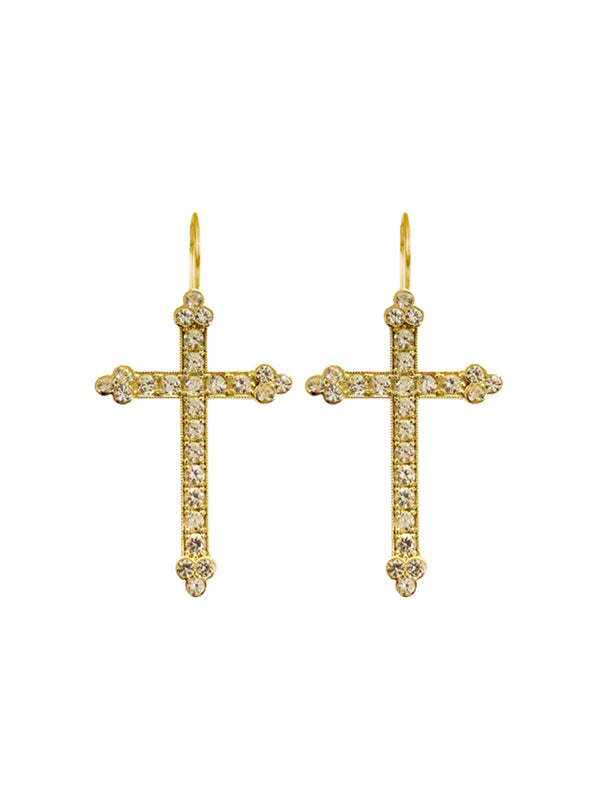 Fiorina Gold Victorian Cross Earrings