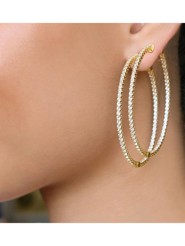 Fiorina Gold & White Sapphire Hoops