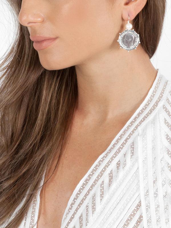 Fiorina Silver Encased 6p Coin Earrings