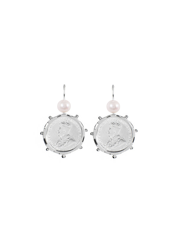 Fiorina Silver Encased 6p Coin Earrings
