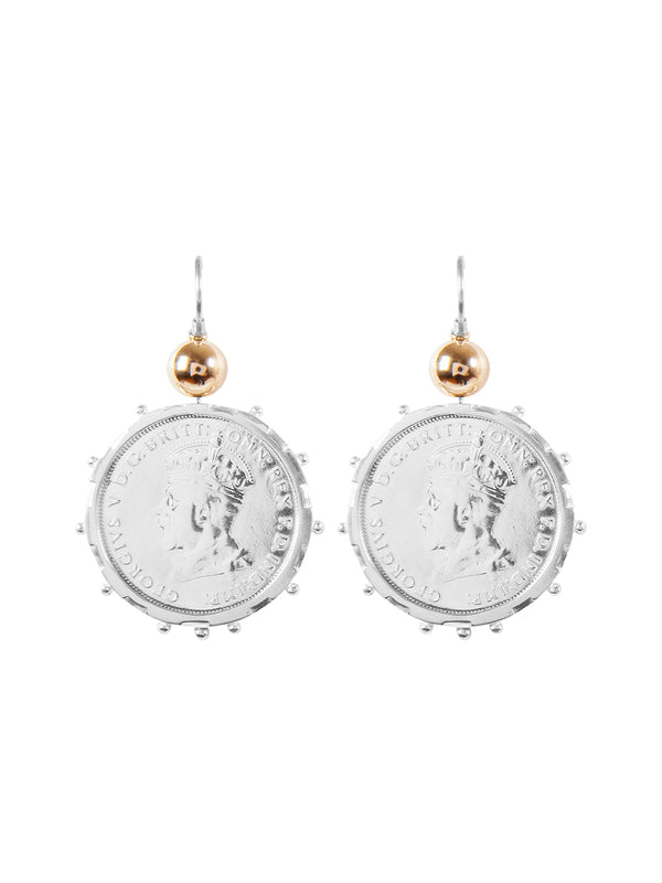 Fiorina Silver Encased Parliament Coin Earrings