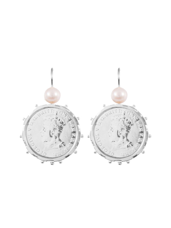 fiorina Silver Encased Parliament Coin Earrings