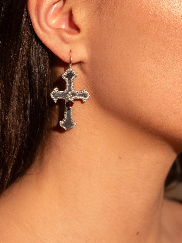 Fiorina Medium Byzantine Cross Earrings GarnetVariant Sold Out Or Unavailable