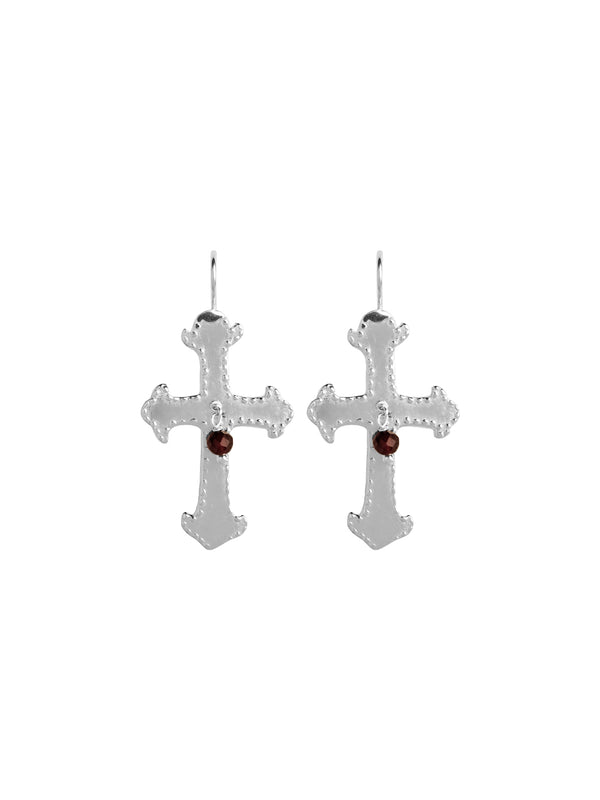 fiorina Medium Byzantine Cross Earrings GarnetVariant sold out or unavailable