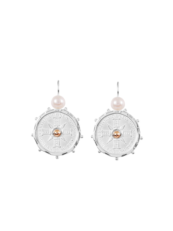 Fiorina Silver Encased PNG Coin Earrings Gold GarnetVariant Sold Out Or Unavailable