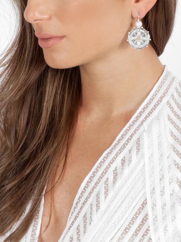 Fiorina Silver Encased PNG Coin Earrings Gold GarnetVariant Sold Out Or Unavailable