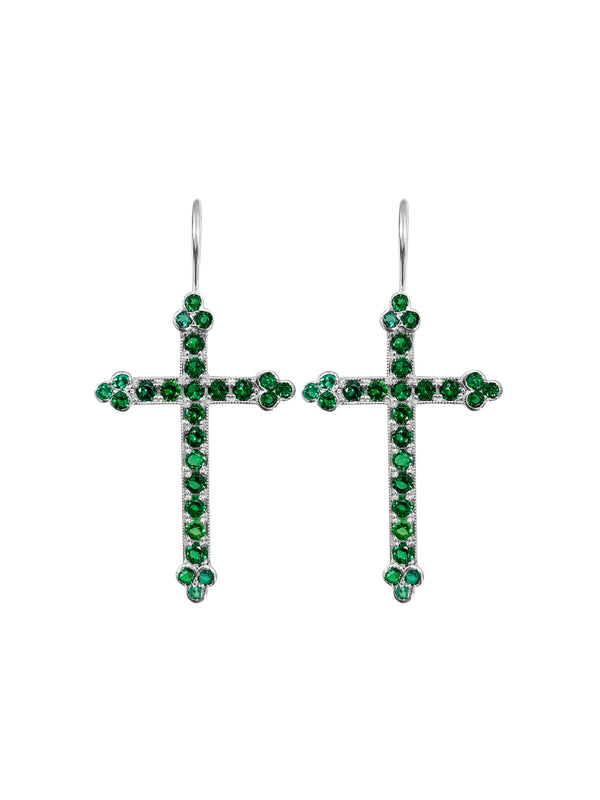 fiorina Victorian Cross Earrings Emerald (hydrothermal)Variant sold out or unavailable