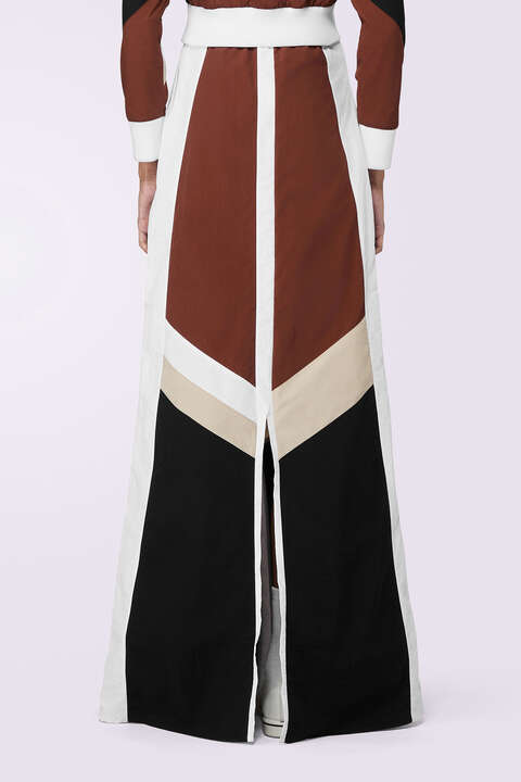 Fiorucci Angels Embroidery Track Maxi Skirt Brown