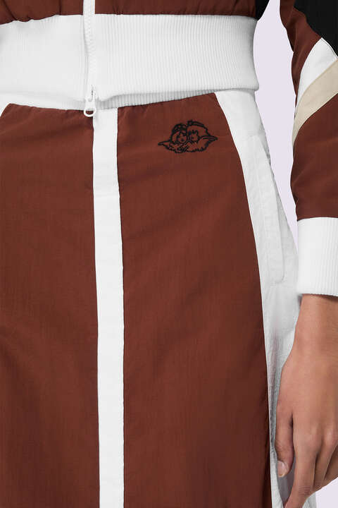 Fiorucci Angels Embroidery Track Maxi Skirt Brown