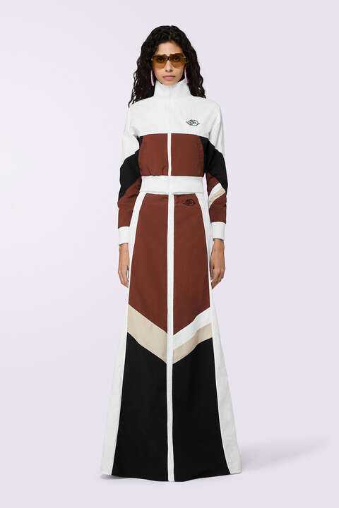 fiorucci Angels Embroidery Track Maxi Skirt Brown