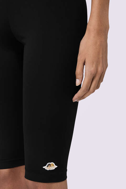 Fiorucci Angels Patch Biker Shorts Black