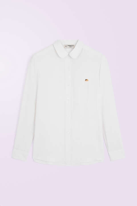 Fiorucci Angels Patch Crepe De Chine Shirt White