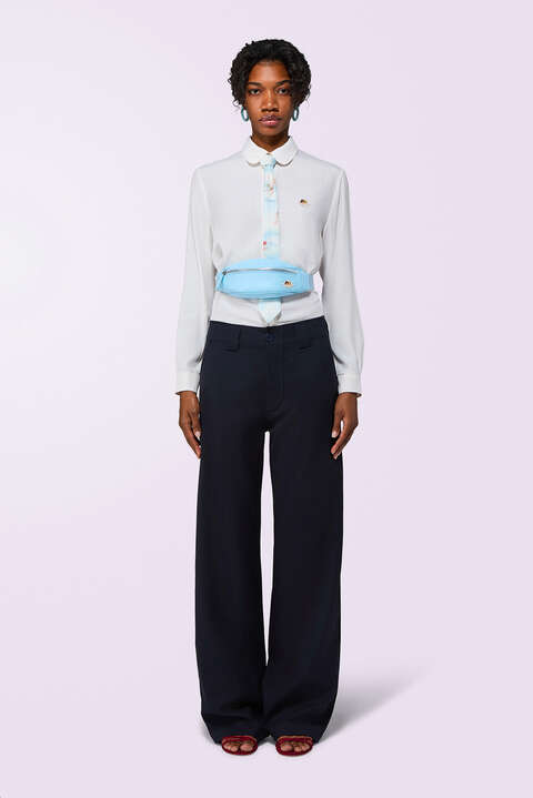 fiorucci Angels Patch Crepe de Chine Shirt White