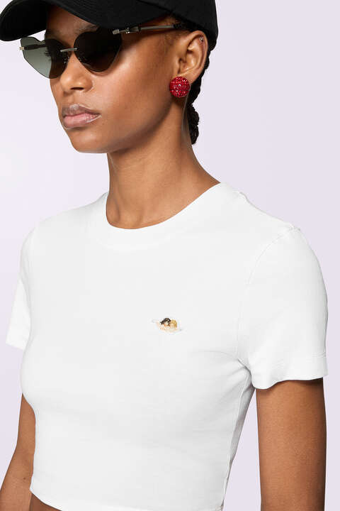 Fiorucci Angels Patch Crop T-Shirt White