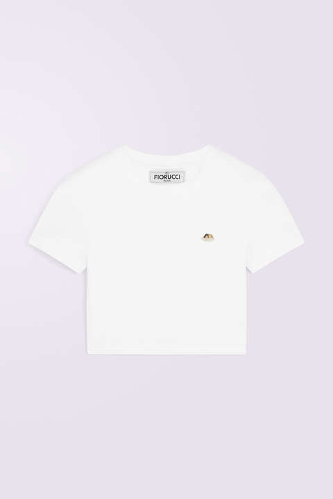 Fiorucci Angels Patch Crop T-Shirt White