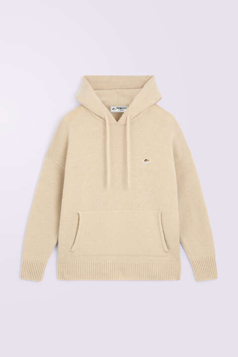 fiorucci Angels Patch Knit Hoodie Beige