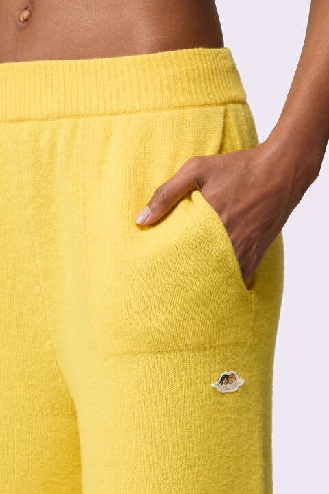 Fiorucci Angels Patch Knit Trousers Yellow