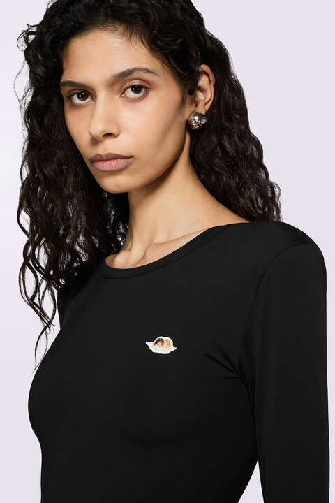 Fiorucci Angels Patch Mini Dress Black