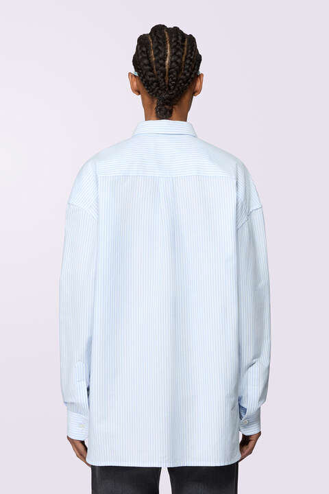 Fiorucci Angels Patch Stripe Shirt Blue