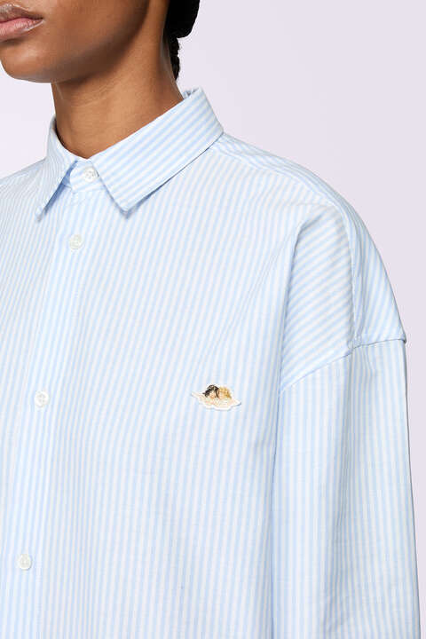 Fiorucci Angels Patch Stripe Shirt Blue