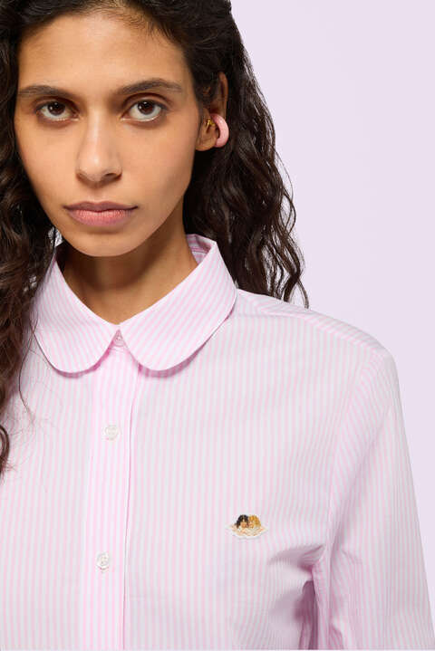 Fiorucci Angels Patch Striped Shirt Pink