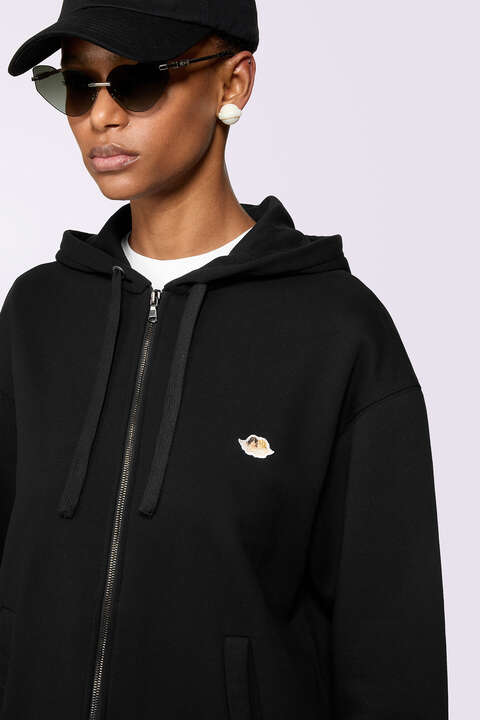 Fiorucci Angels Patch Zip-Up Hoodie Black