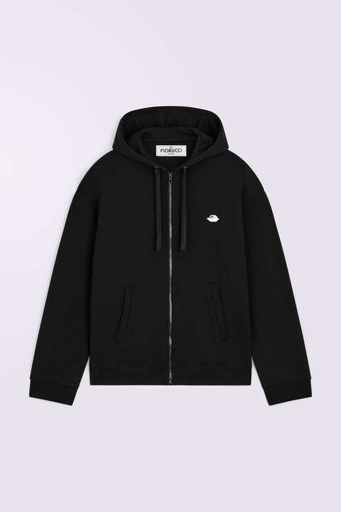 Fiorucci Angels Patch Zip-Up Hoodie Black