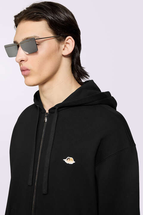 Fiorucci Angels Patch Zip-Up Hoodie Black