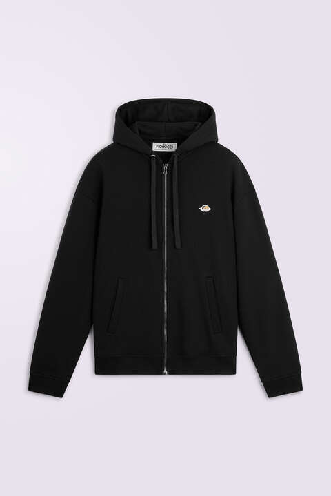 Fiorucci Angels Patch Zip-Up Hoodie Black