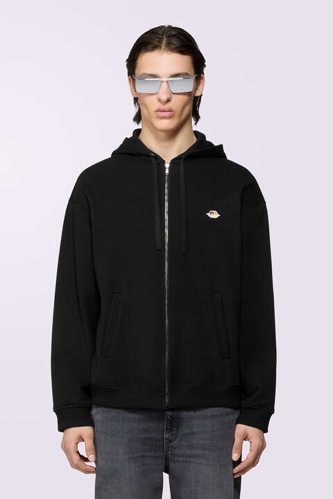 fiorucci Angels Patch Zip-Up Hoodie Black