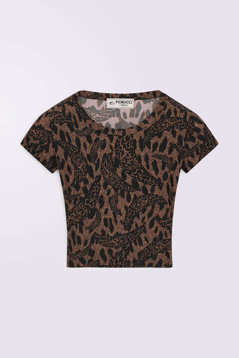 Fiorucci Banimalier Crop T-Shirt Brown
