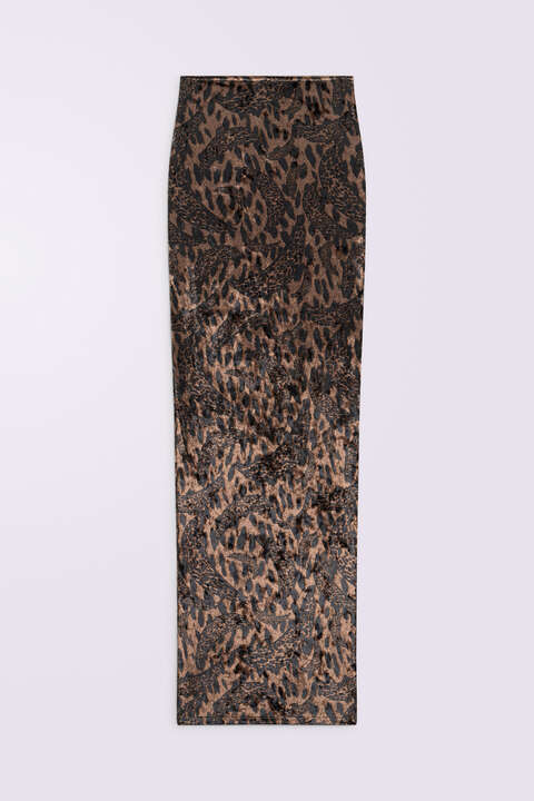 Fiorucci Banimalier Velour Maxi Skirt Brown