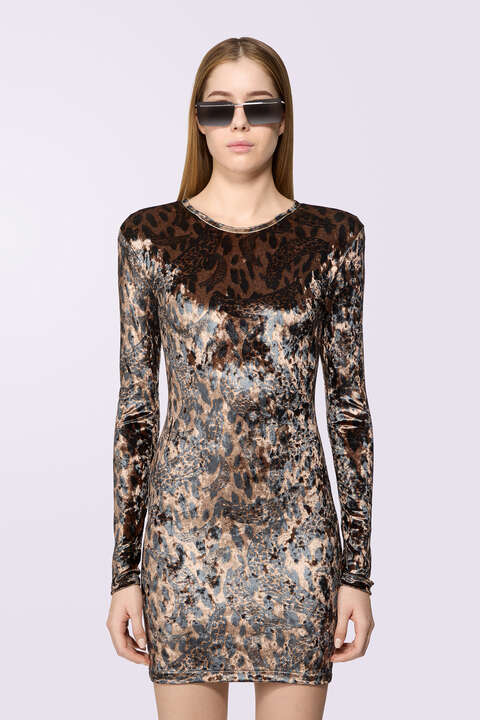 Fiorucci Banimalier Velour Mini Dress Brown