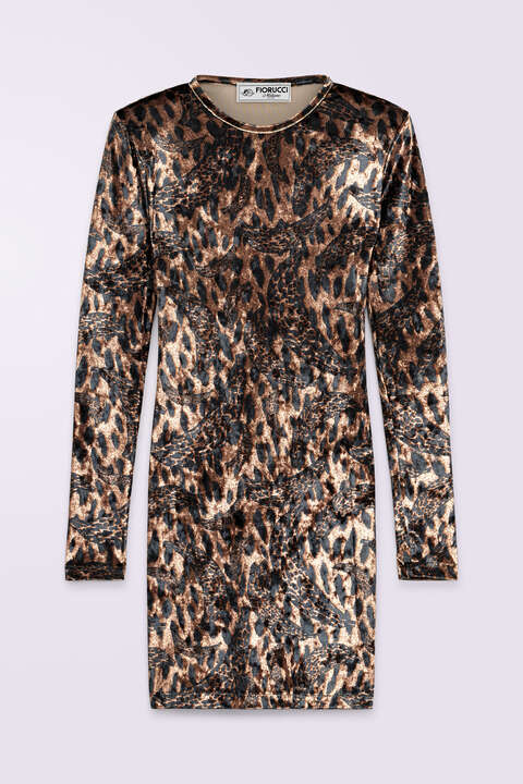 Fiorucci Banimalier Velour Mini Dress Brown