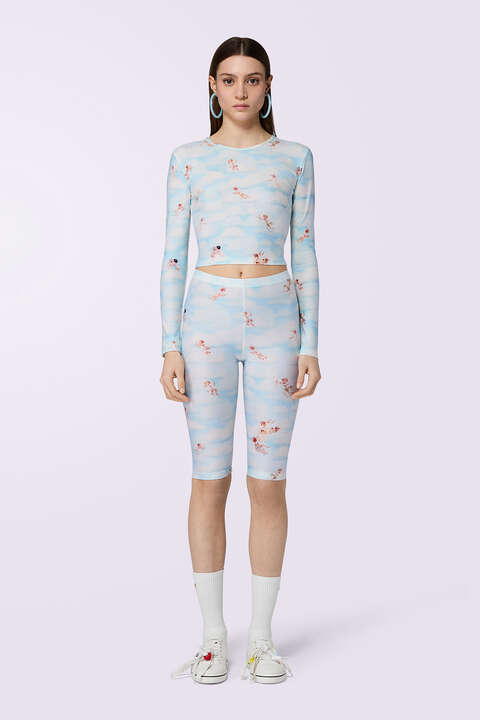 fiorucci Beatitudo Print Biker Shorts Blue